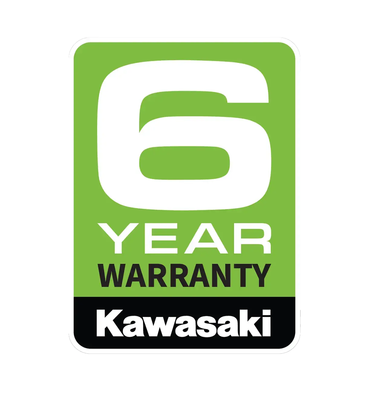 Kawasaki 6 Year Warranty badge